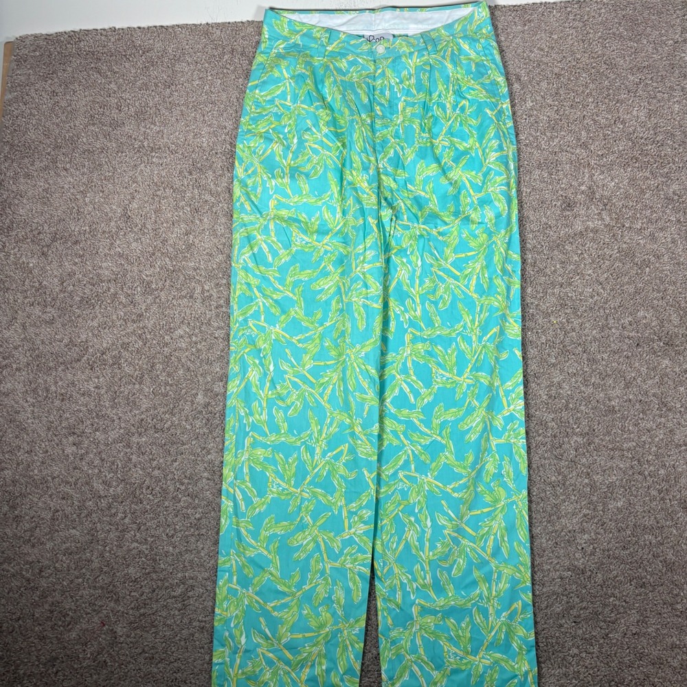 Lilly Pulitzer Mens 34 Tropical Bamboo Print Cotton Pleated Trousers Unhemmed